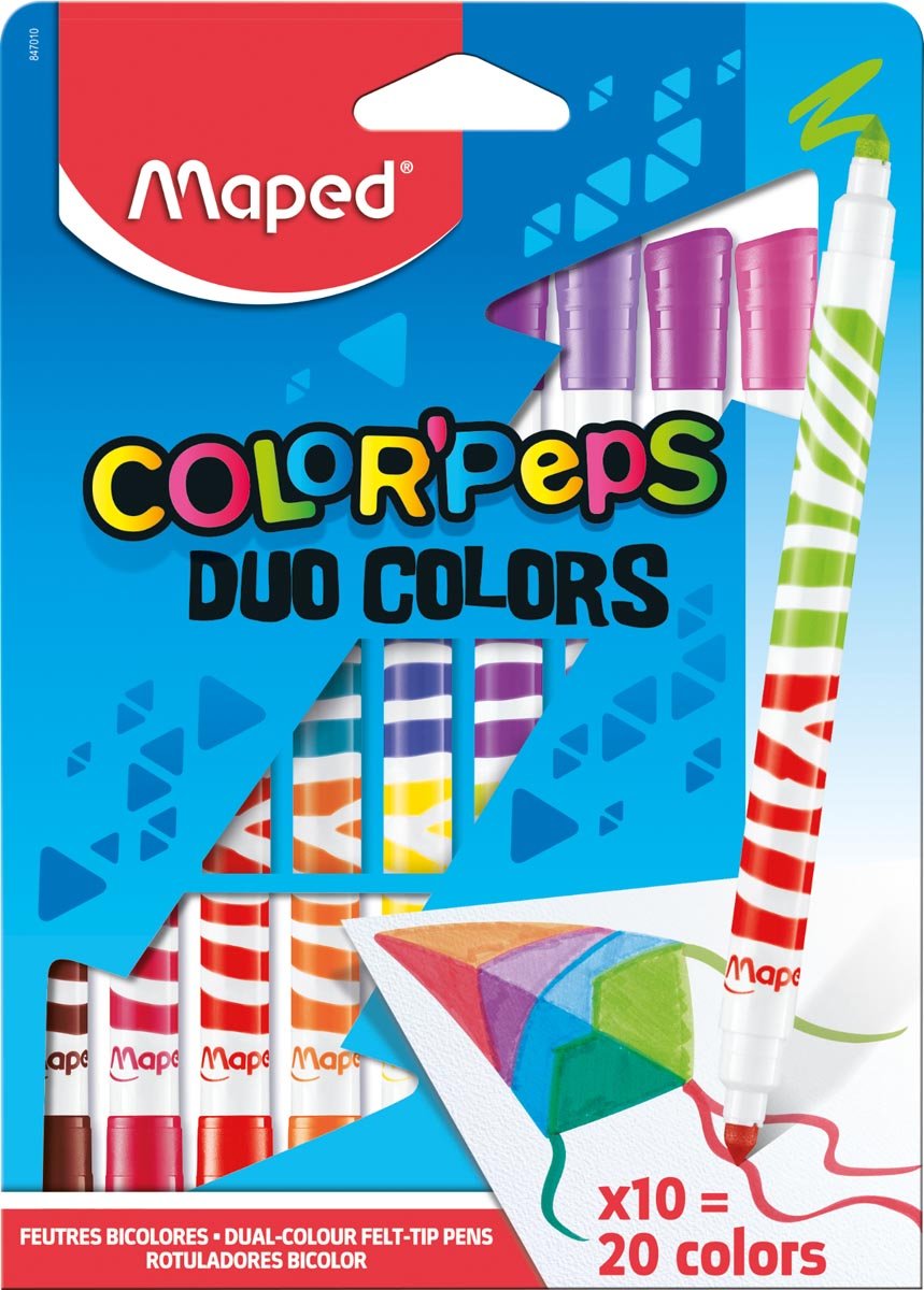 Maped Viltstift Color&apos;Peps Duo, blister met 10 stuks afbeelding