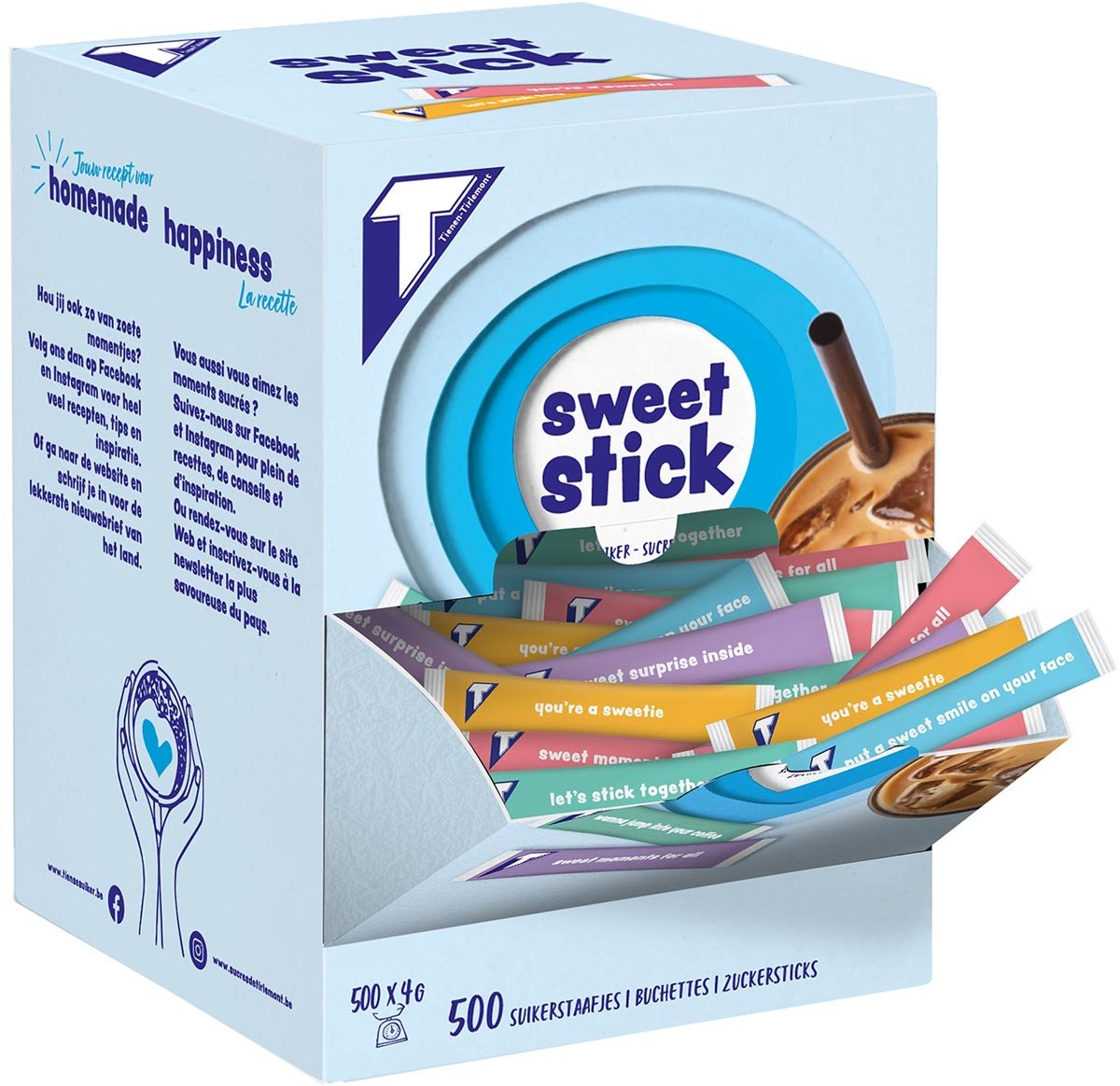 Suikersticks Tiense suiker 500x4gr | Dispenser a 500 stuk