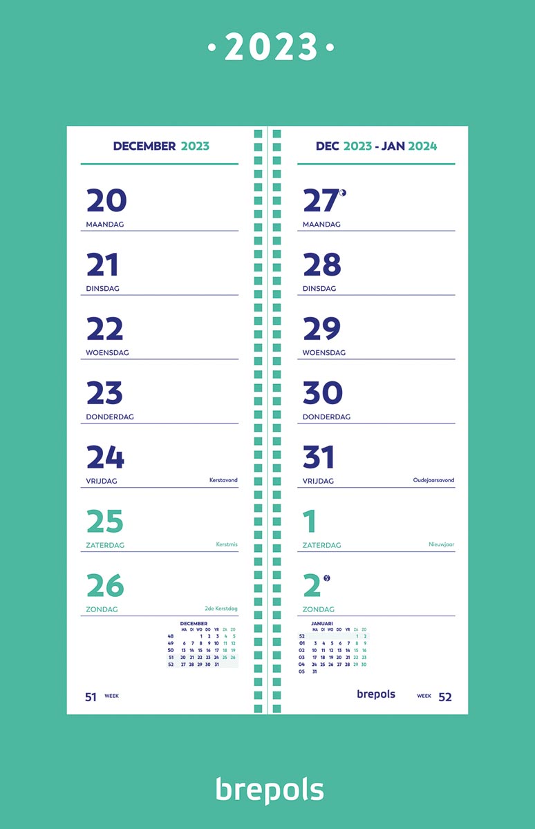 Brepols week omlegkalender op schild, 2023 Brepols week omlegkalender op schild, 2023
