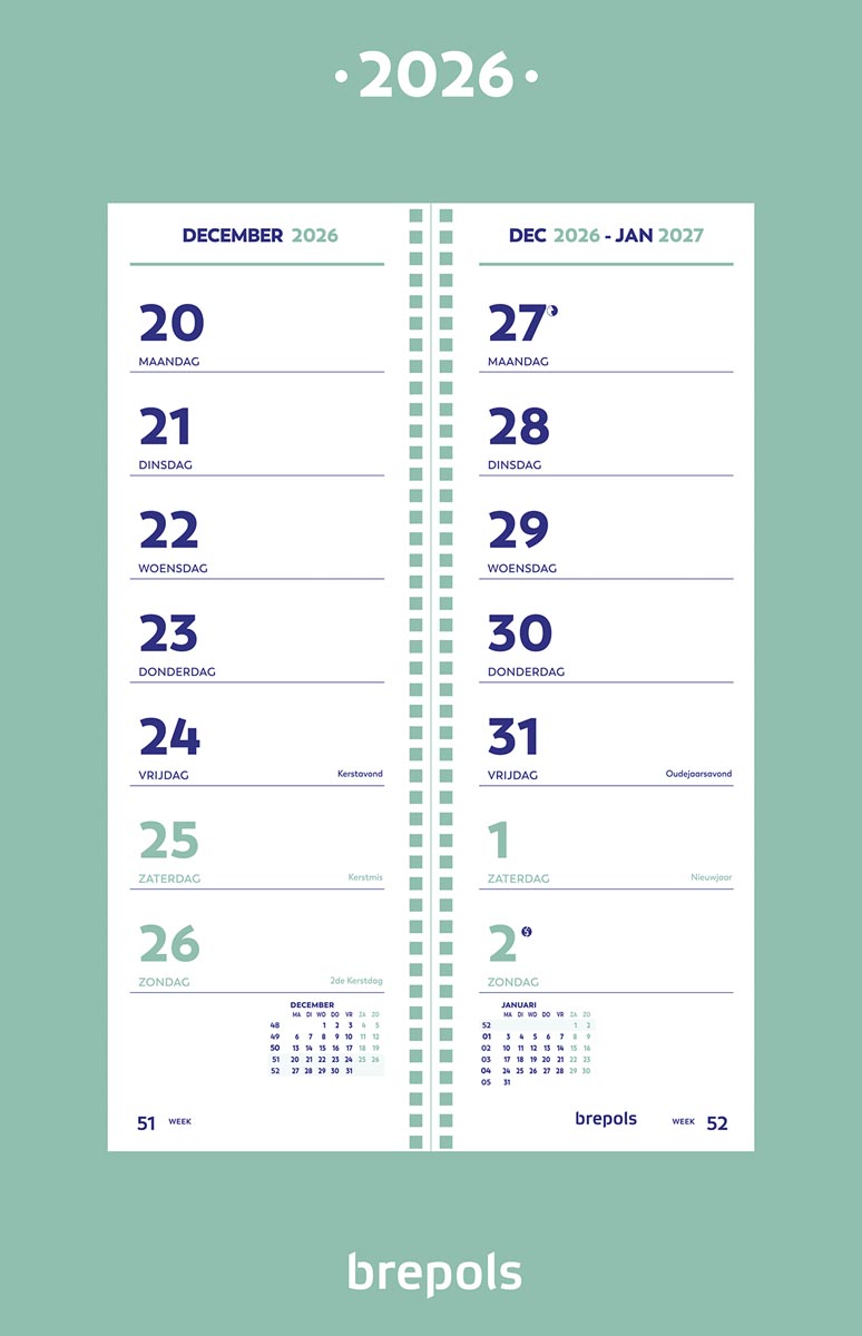 Brepols week omlegkalender op schild, 2026