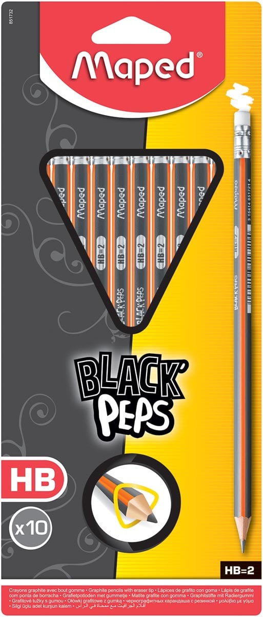 Maped Blackpeps Potlood Met Gum Hb Blister 10 Stuks huismerk kopen in de aanbieding