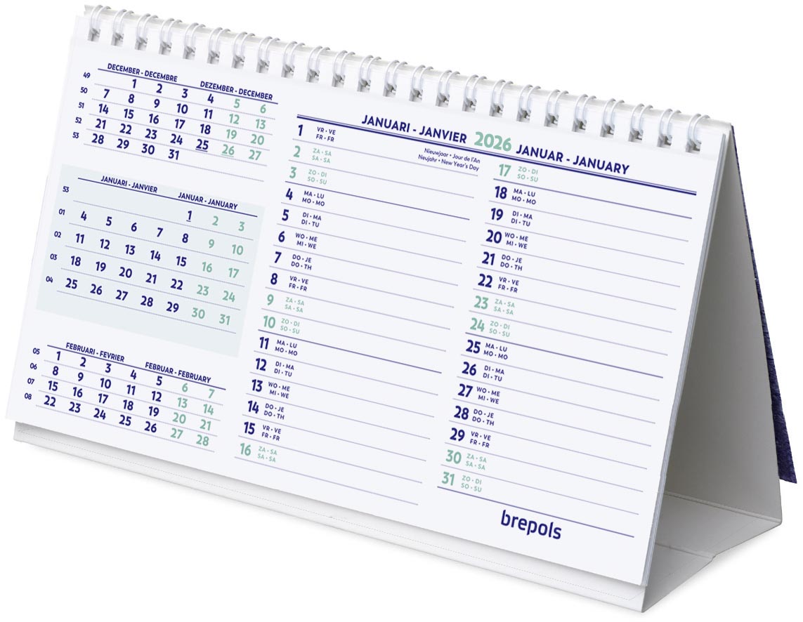 Brepols bureaukalender, horizontaal, 2026