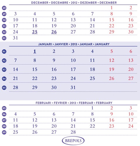 Brepols Calendrier bureau, portrait, 2027-2