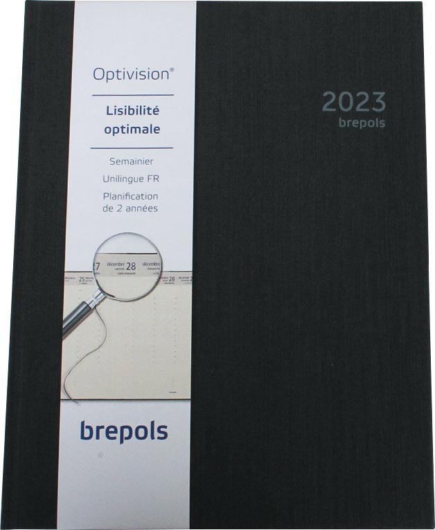 Brepols Optivision XL agenda, Kashmir, Franstalig, zwart, 2023 Brepols Optivision XL agenda, Kashmir, Franstalig, zwart, 2023