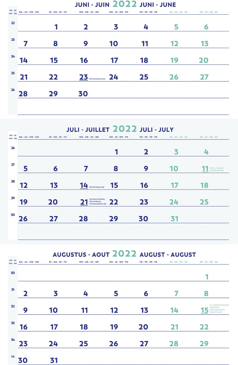 Brepols driemaandskalender 2022 Brepols driemaandskalender 2022