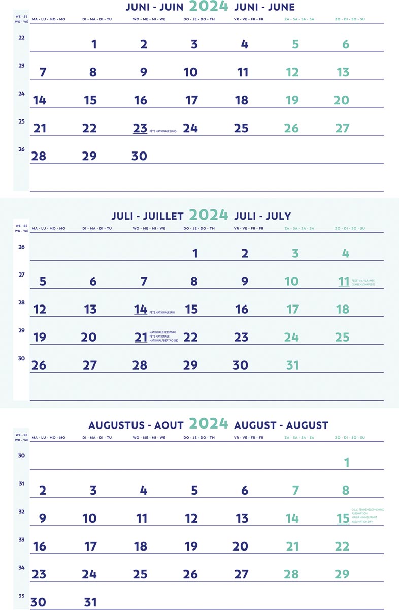 Brepols driemaandskalender 2024 Brepols driemaandskalender 2024