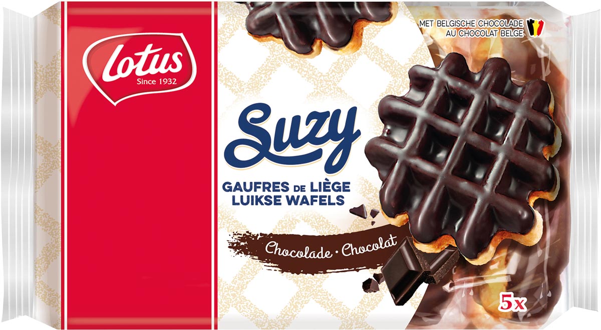 Lotus Suzy luikse wafel met chocolade, 57,6 g, pak van 5 stuks