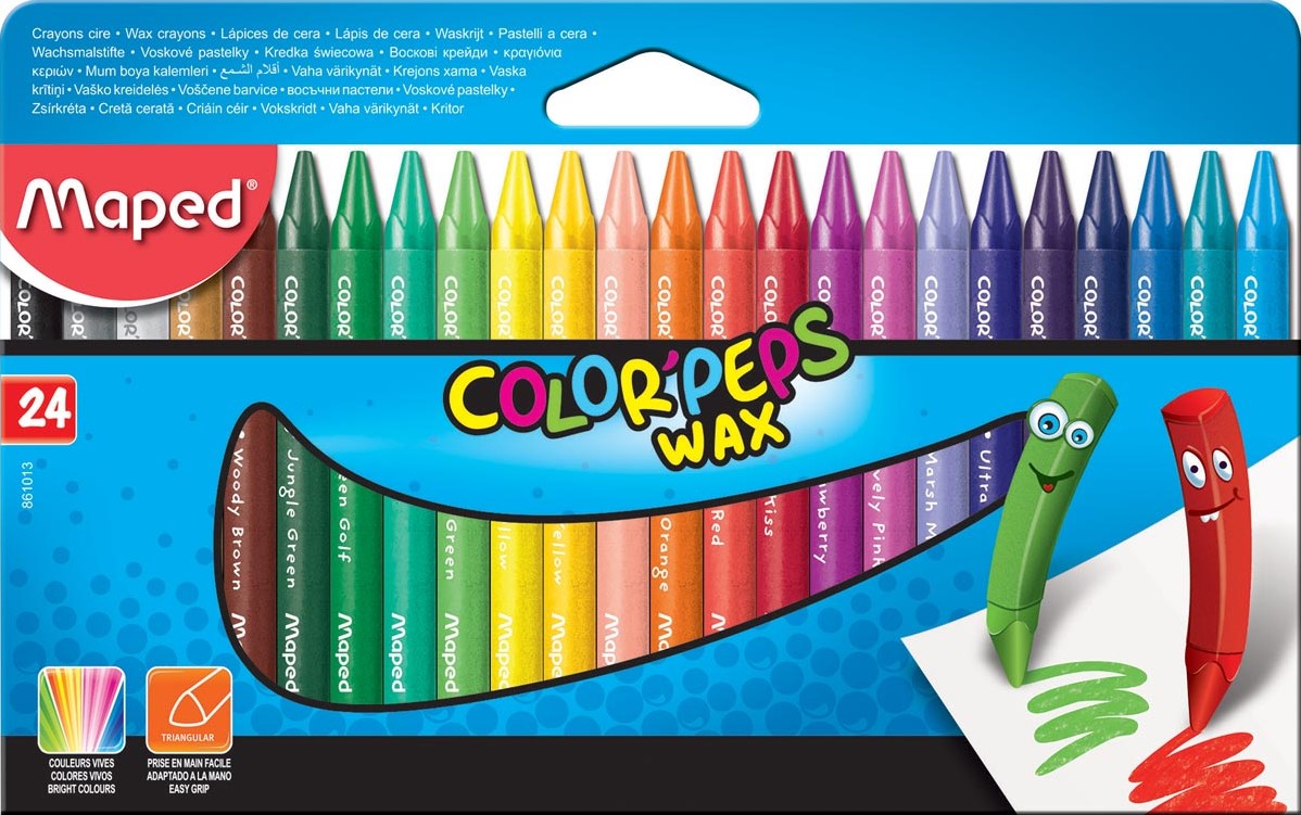 Maped crayon à cire Color'Peps Wax, boîte de 24 pièces en couleurs assorties bij VindiQ Office