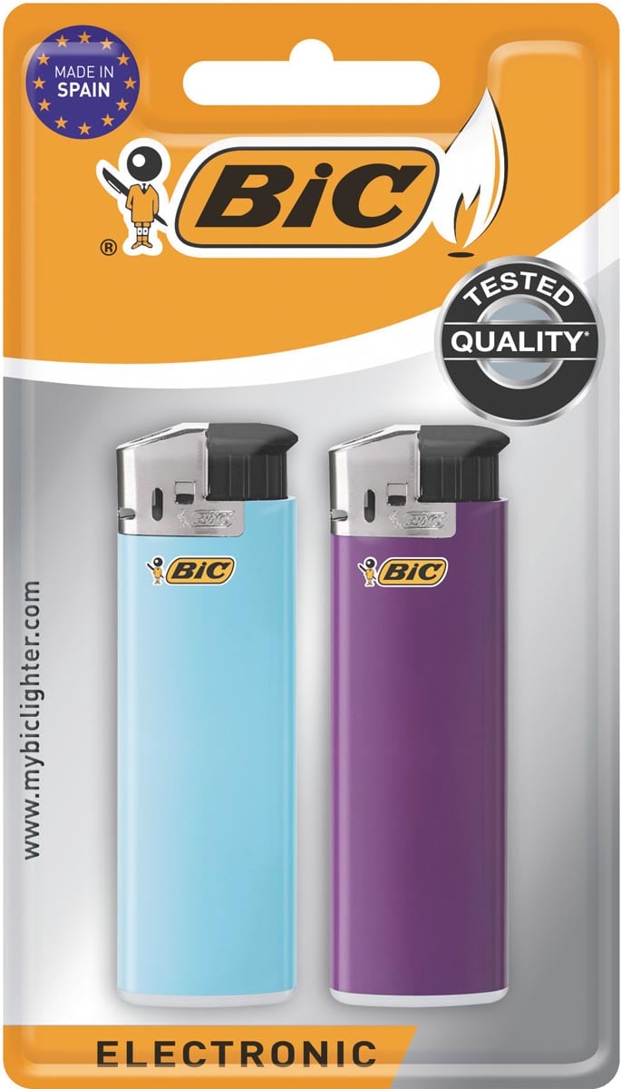 BIC Maxi elektronische aansteker, geassorteerde kleuren, blister van 2 stuks afbeelding