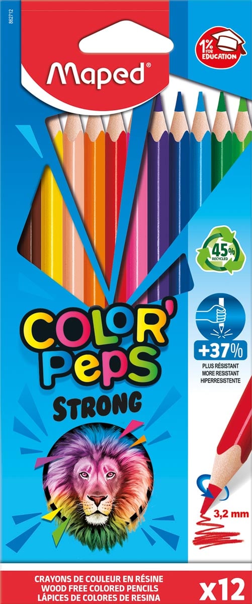 Maped kleurpotlood Color&apos;Peps Strong, 12 potloden in een kartonnen etui afbeelding