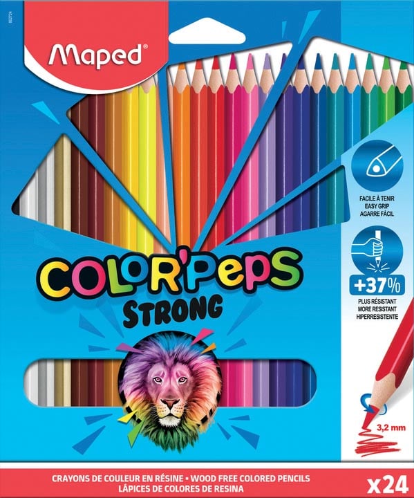 Maped kleurpotlood Color'Peps Strong, 24 potloden in een kartonnen etui
