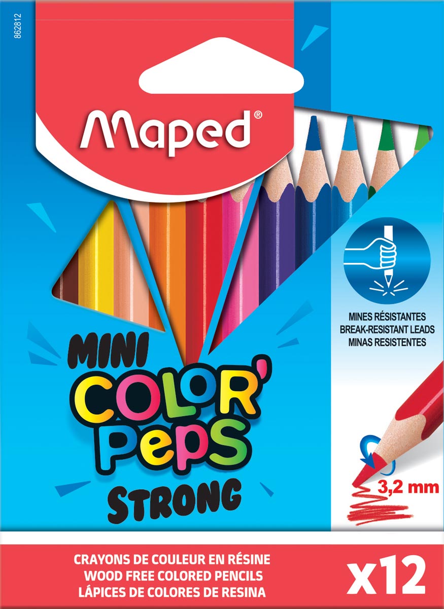 Maped kleurpotlood Color'Peps Mini Strong, 12 potloden in een kartonnen etui