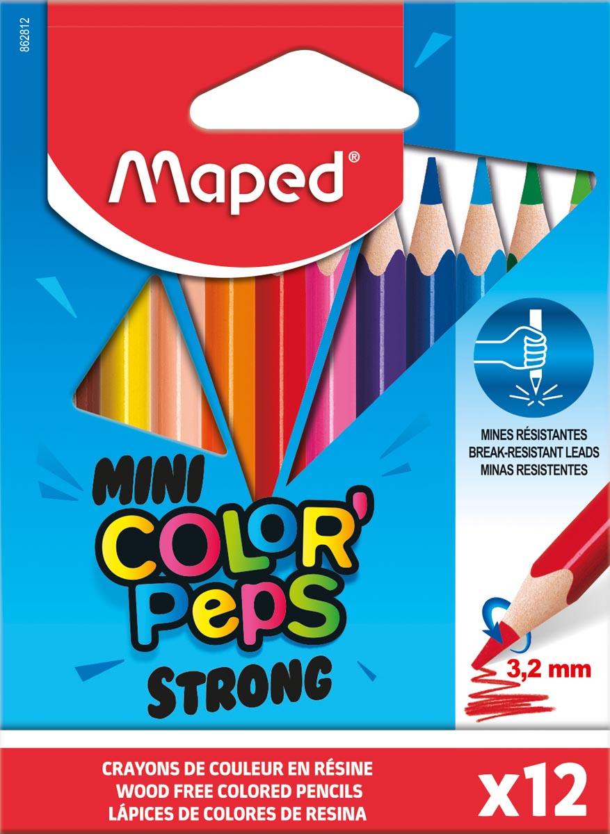 Maped kleurpotlood Color'Peps Mini Strong, 12 potloden in een kartonnen etui Maped kleurpotlood Color'Peps Mini Strong, 12 potloden in een kartonnen etui