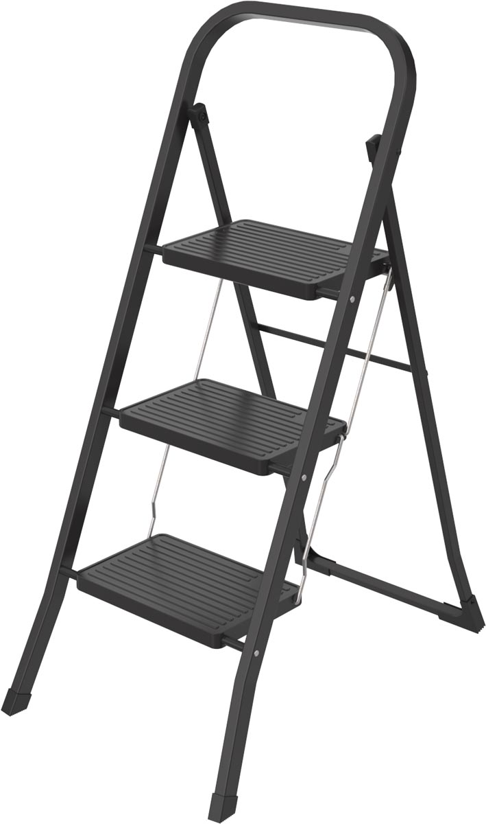 BRASQ Huishoudtrap metaal SL300 zwart 3-treden