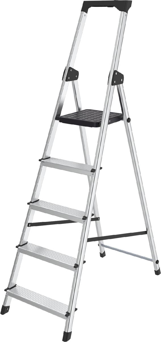 BRASQ Huishoudtrap aluminium SL500 zilver 5-treden