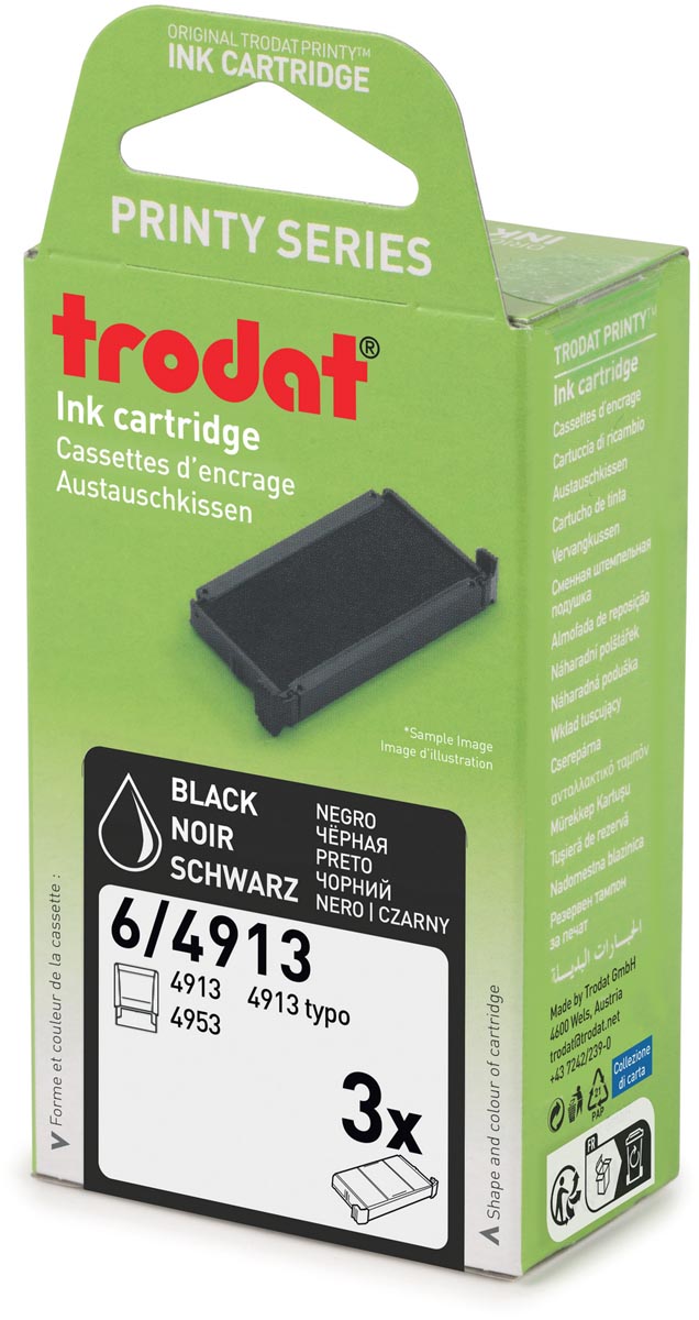 Trodat vervangkussen, voor stempel 4913, blister van 3 stuks, zwart