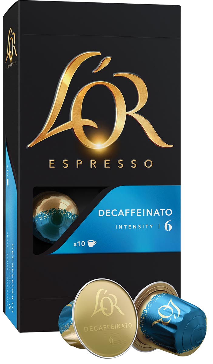 Douwe Egberts L&apos;Or Intensity koffiecapsules, Decaffeïnato, pak van 10 stuks afbeelding