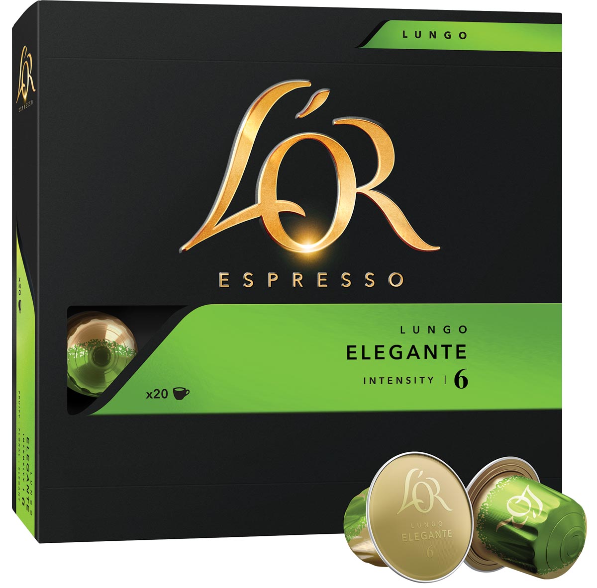 Douwe Egberts L&apos;Or Intensity koffiecapsules, Lungo Elegante, pak van 20 stuks afbeelding