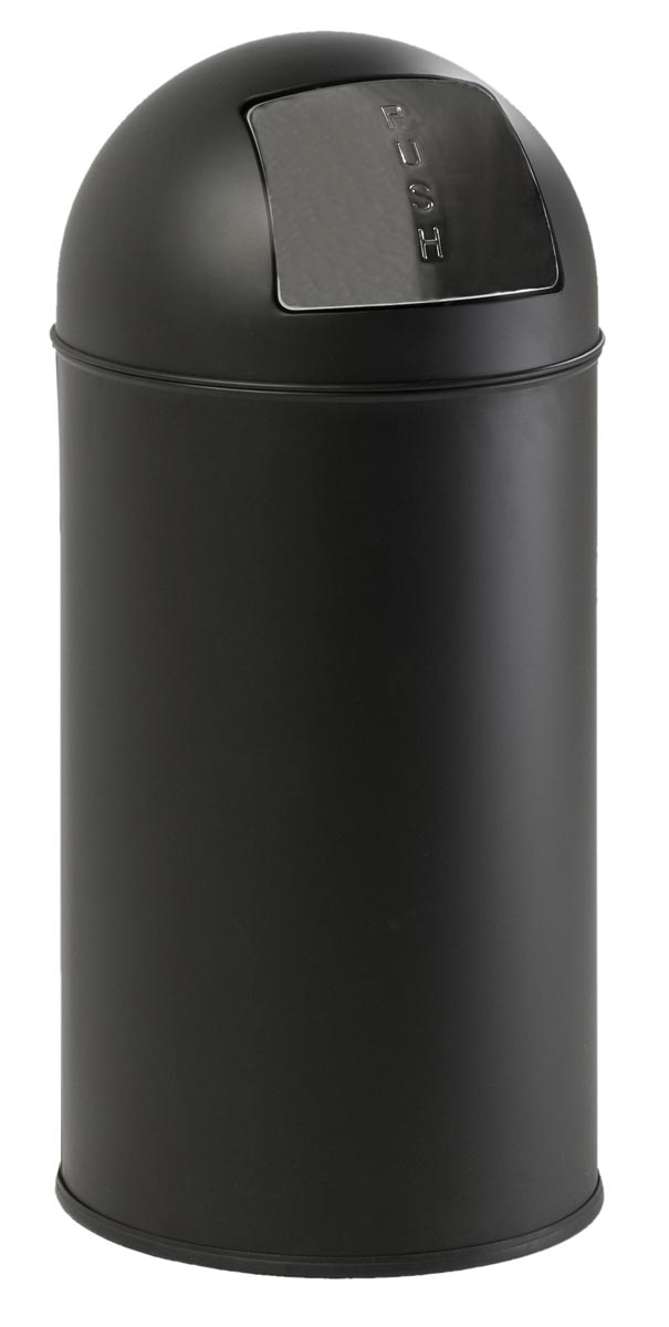 Eko vuilbak met push-deksel 40 l, mat RVS, zwart Eko vuilbak met push-deksel 40 l, mat RVS, zwart
