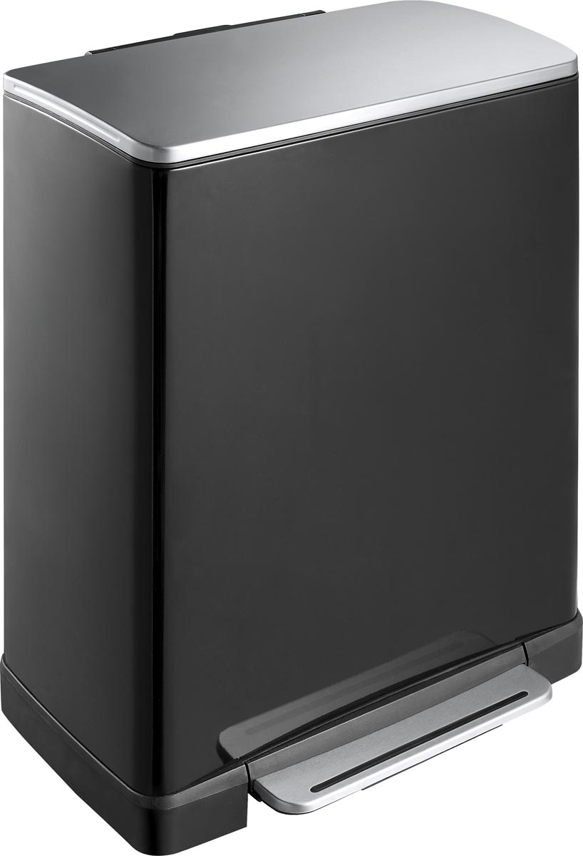 Eko pedaalemmer e-cube 28 + 18 l, mat RVS, zwart Eko pedaalemmer e-cube 28 + 18 l, mat RVS, zwart