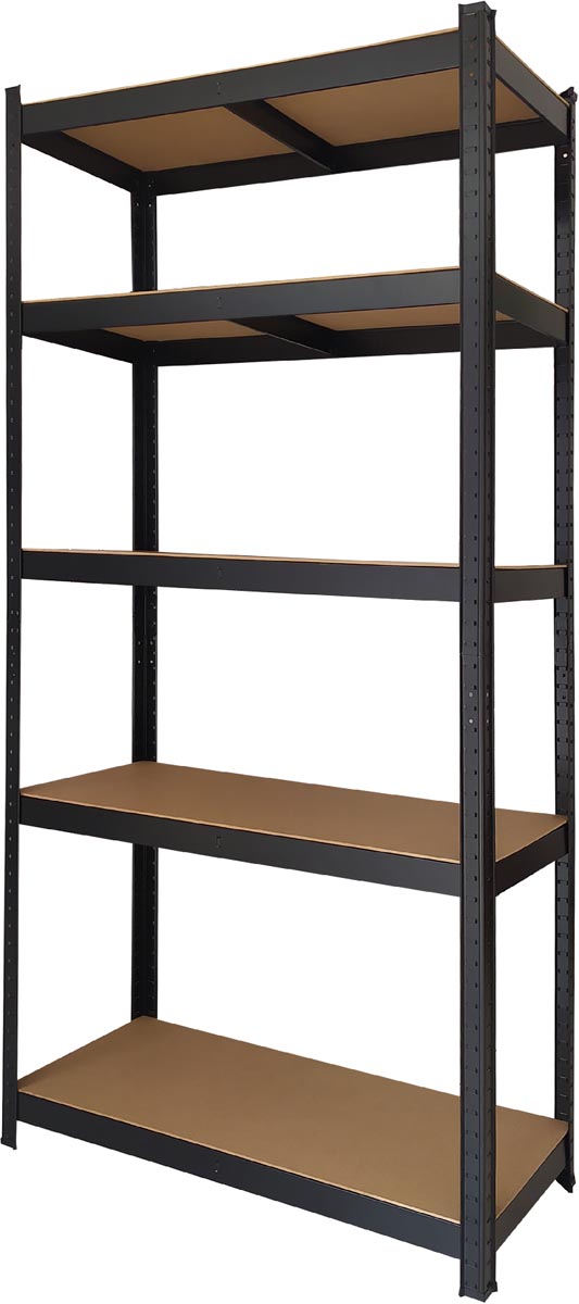 Brasq rek, ft 180 x 90 x 40, 5 legborden, zwart afbeelding