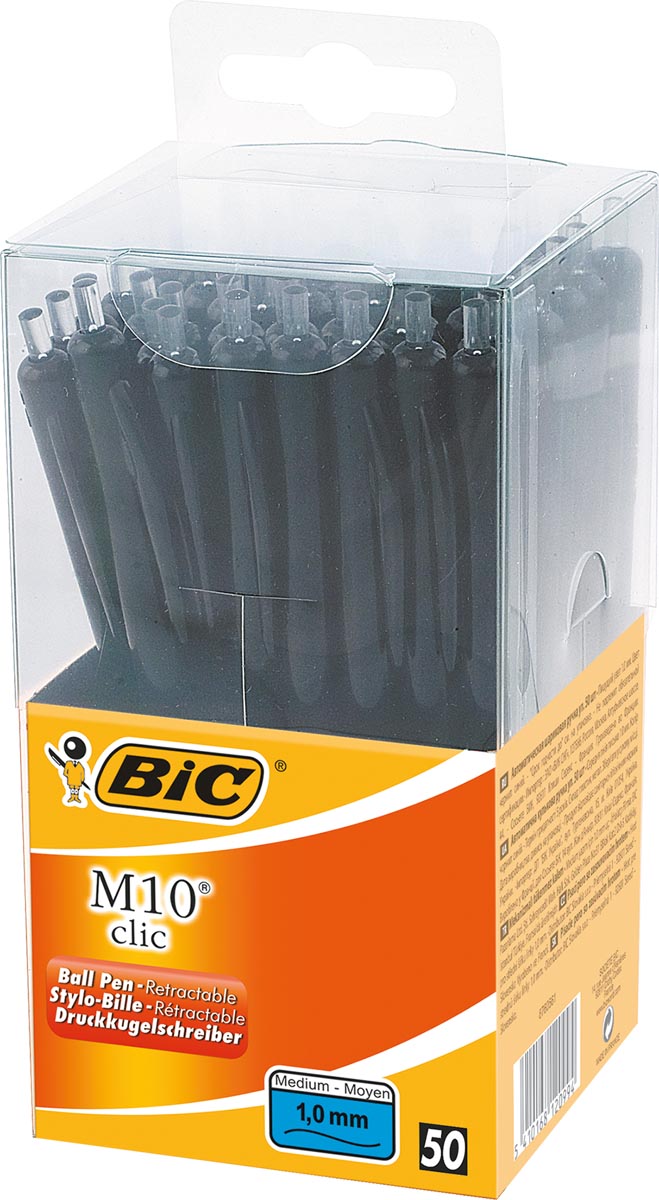 Afbeelding van Bic balpen M10 Clic, doos met 50 stuks, zwart