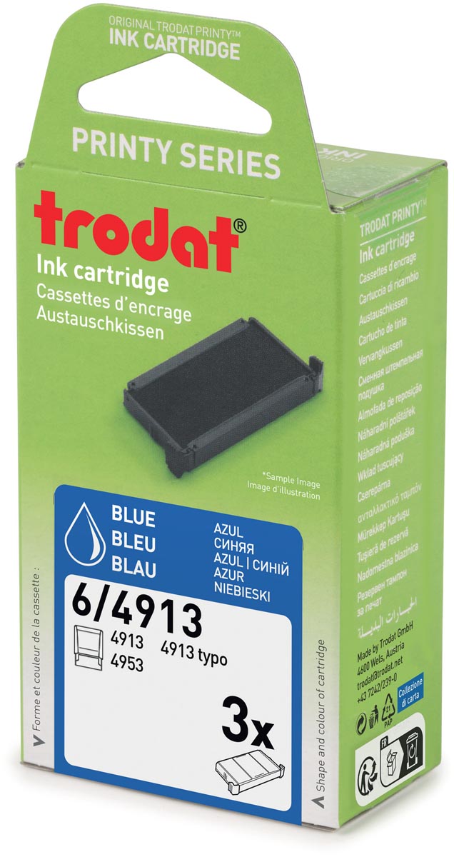 Trodat vervangkussen, voor stempel 4913, blister van 3 stuks, blauw