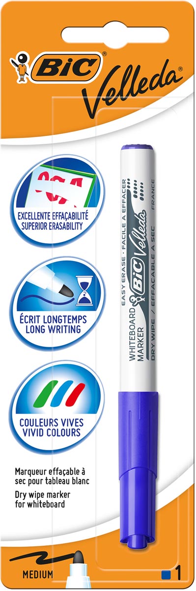 Bic Velleda whiteboardmarker 1741, blauw, op blister Bic Velleda whiteboardmarker 1741, blauw, op blister