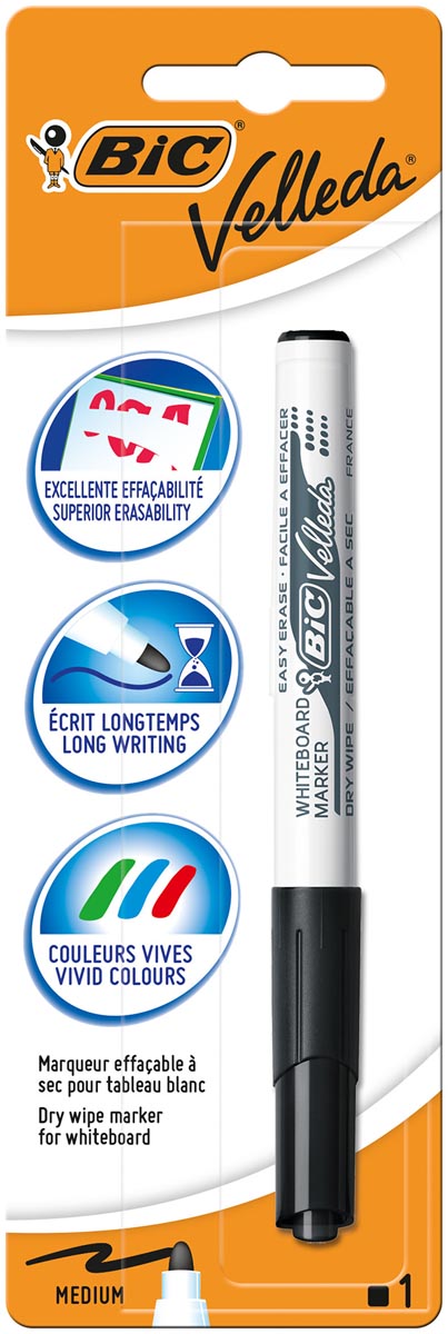 Bic Velleda whiteboardmarker 1741, zwart, op blister Bic Velleda whiteboardmarker 1741, zwart, op blister