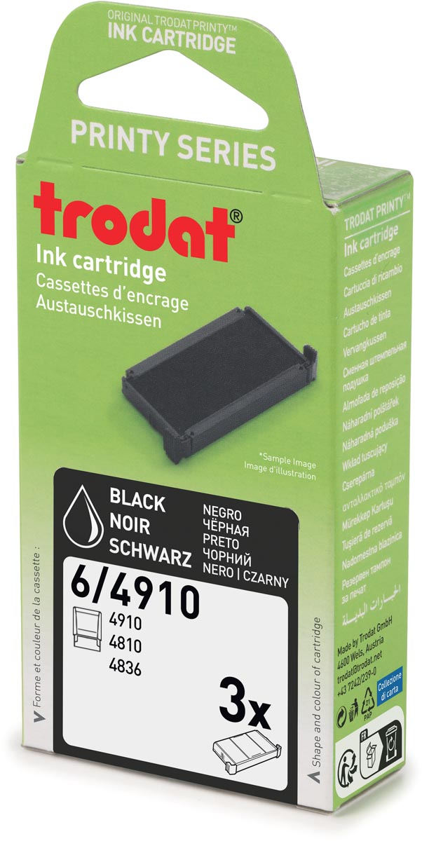 Trodat vervangkussen, voor stempel 6/4910, blister van 3 stuks, zwart