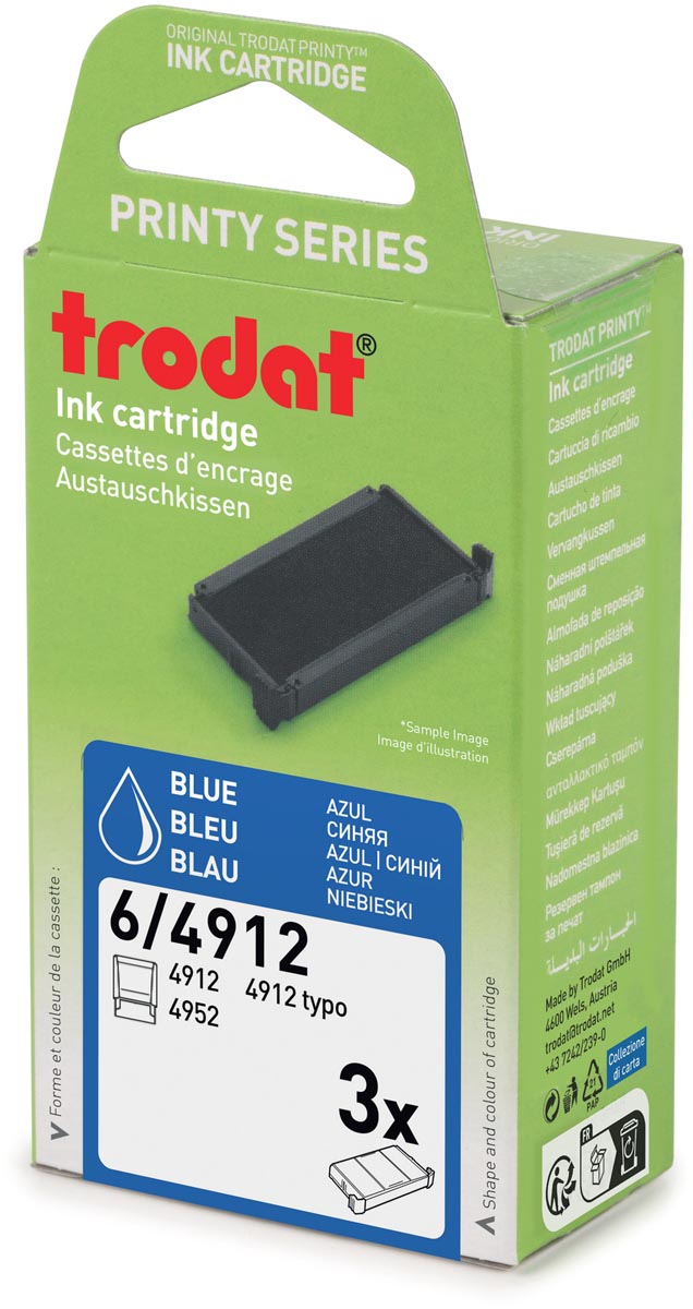 Trodat vervangkussen, voor stempel 4912, blister van 3 stuks, blauw