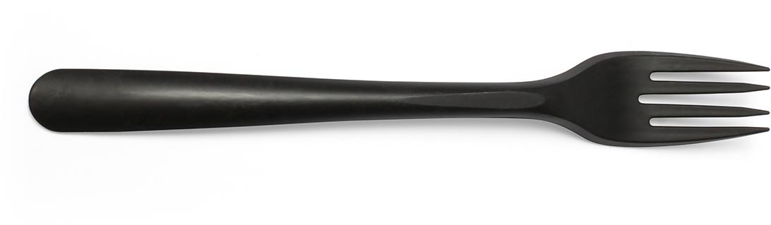 Conpax Folia vork, herbruikbaar, uit CPLA, 19 cm, zwart, pak van 50 stuks afbeelding
