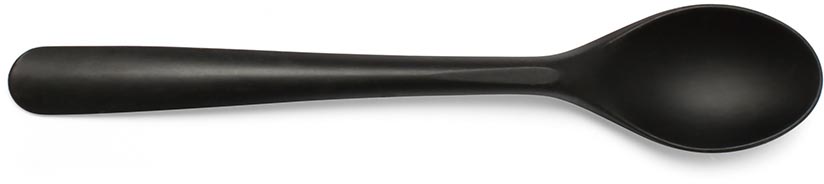 Conpax Folia dessertlepel, herbruikbaar, uit CPLA, 14,5 cm, zwart, pak van 50 stuks afbeelding
