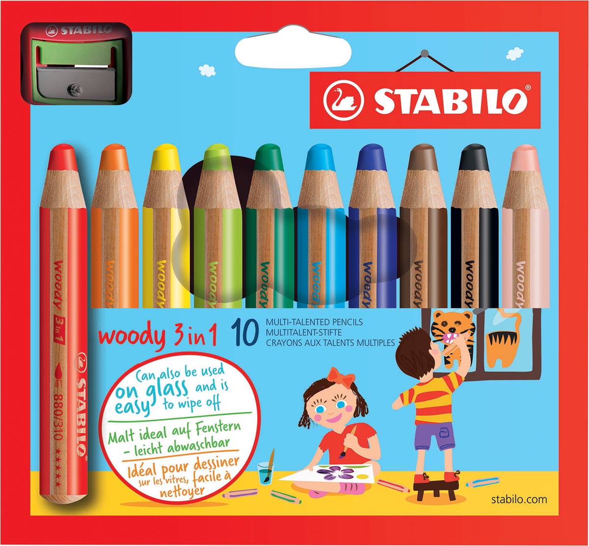 STABILO woody 3in1 kleurpotlood, etui van 10 stuks in geassorteerde kleuren STABILO woody 3in1 kleurpotlood, etui van 10 stuks in geassorteerde kleuren