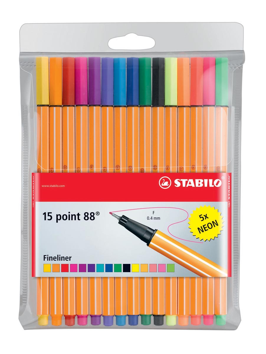 Stabilo Fineliner Point 88 Etui Van 15 Stuks In Geassorteerde Kleuren huismerk kopen in de aanbieding