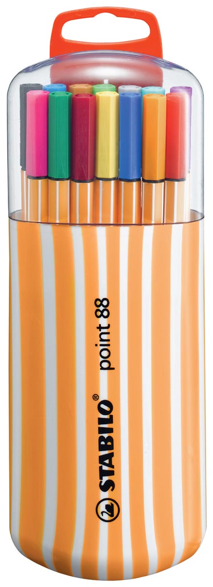 STABILO point 88 fineliner, Zebrui box, etui van 20 stuks in geassorteerde kleuren afbeelding