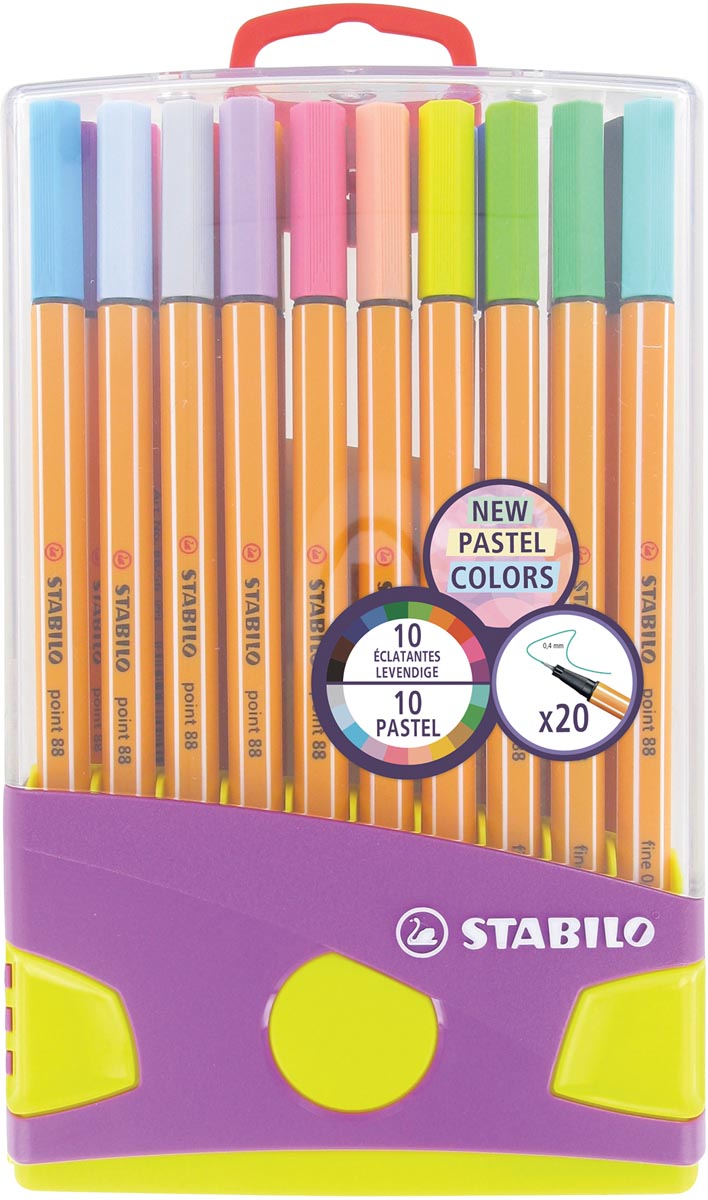 Stabilo Fineliner Point 88 Etui Met 20 Stuks In Pastel Geassorteerde Kleuren huismerk kopen in de aanbieding