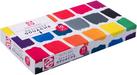Talens plakkaatverf Extra Fijn tube van 20 ml, doos met 10 tubes, assorti