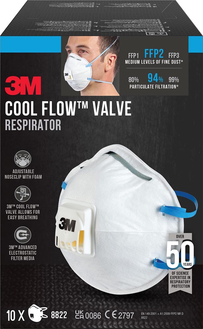 3M Cool Flow stofmasker, FFP2, met ventiel, pak van 10 stuks bij VindiQ ...