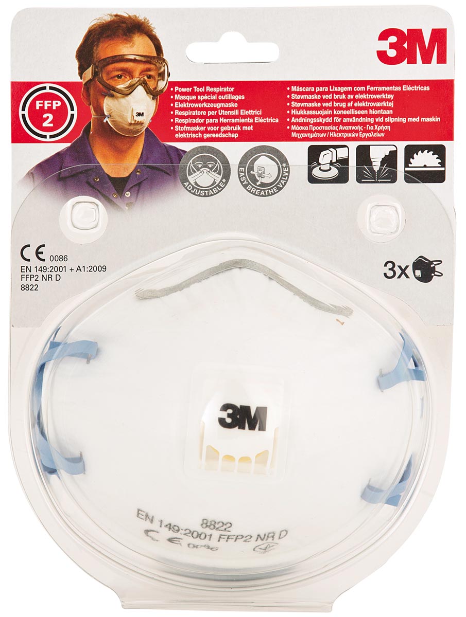 3M fijnstofmasker met uitademventiel, beschermingsgraad FFP2, blister van 3 stuks afbeelding