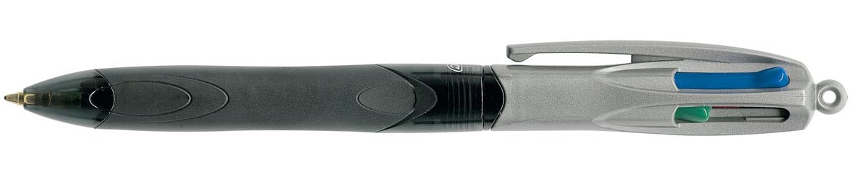 Bic Colours Grip Pro 4-kleurenbalpen, medium, klassieke inktkleuren, lichaam donkergrijs