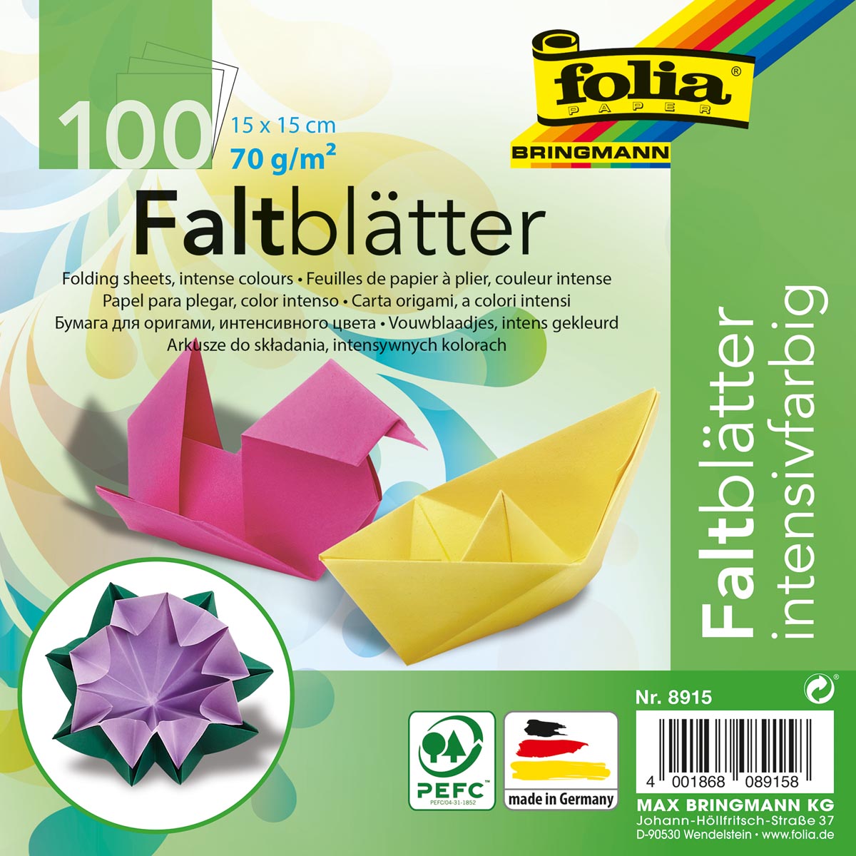 Folia vouwblaadjes ft 15 x 15 cm, pak van 100 blaadjes afbeelding