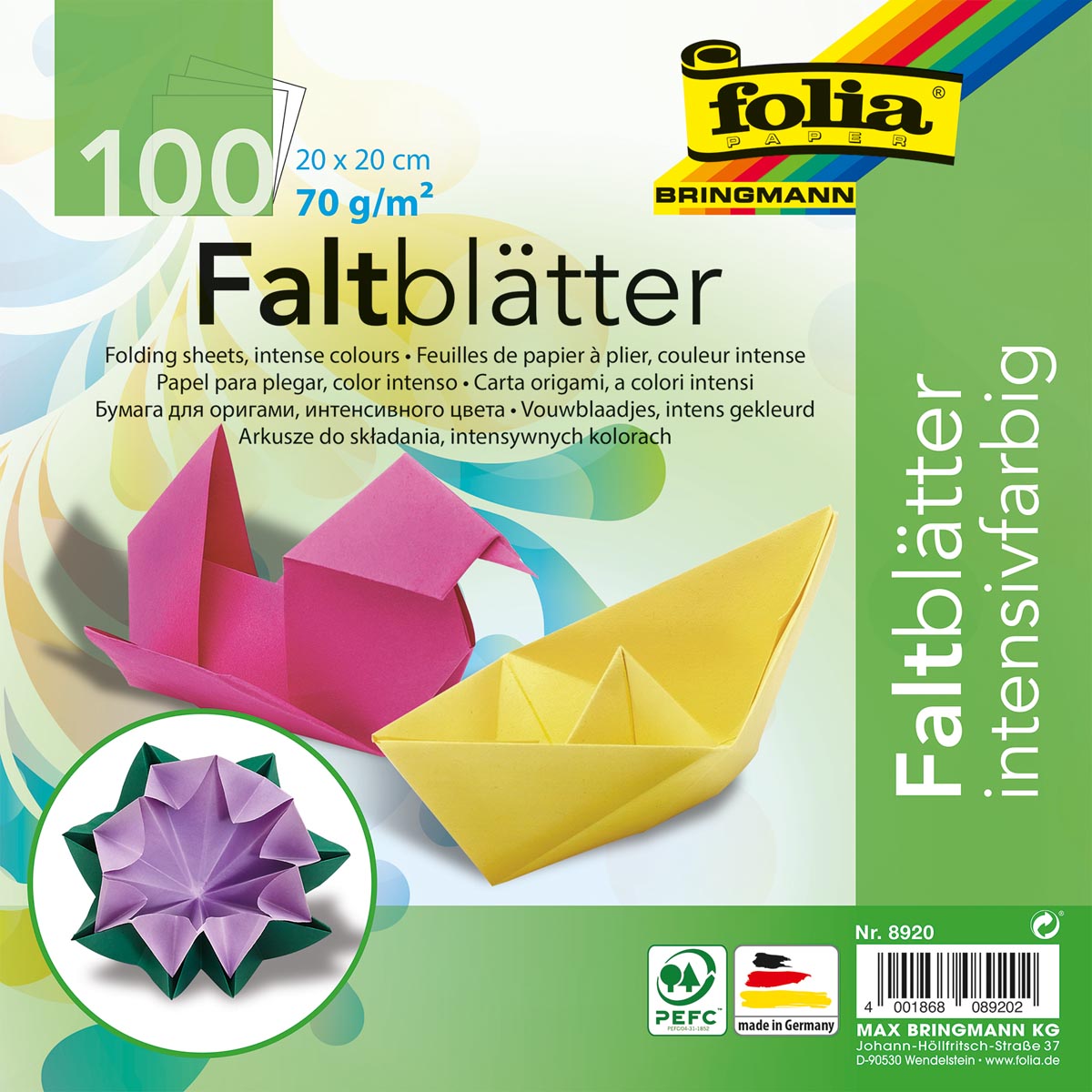 Folia vouwblaadjes ft 20 x 20 cm, pak van 100 blaadjes Folia vouwblaadjes ft 20 x 20 cm, pak van 100 blaadjes