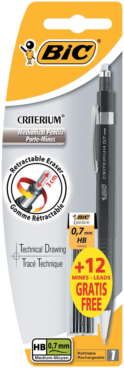Bic vulpotlood Criterium 0,7 mm, blister met 1 stuk en 12 vullingen gratis Bic vulpotlood Criterium 0,7 mm, blister met 1 stuk en 12 vullingen gratis
