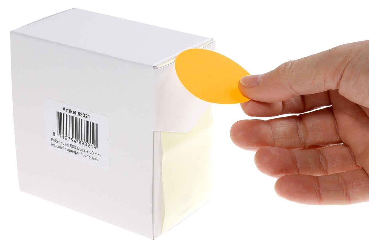 Rillprint ronde etiketten, diameter 50 mm, rol van 500 stuks, fluo oranje afbeelding