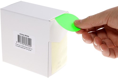 Rillprint ronde etiketten, diameter 50 mm, rol van 500 stuks, fluo groen