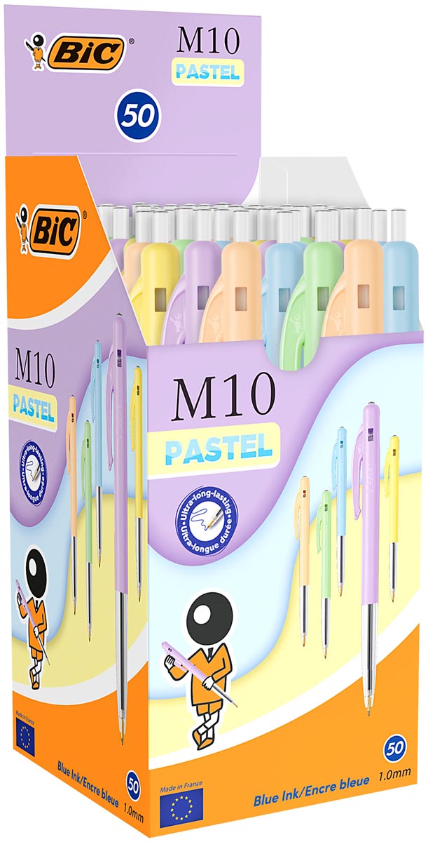 Bic balpen M10 Clic Pastel, doos van 50 stuks