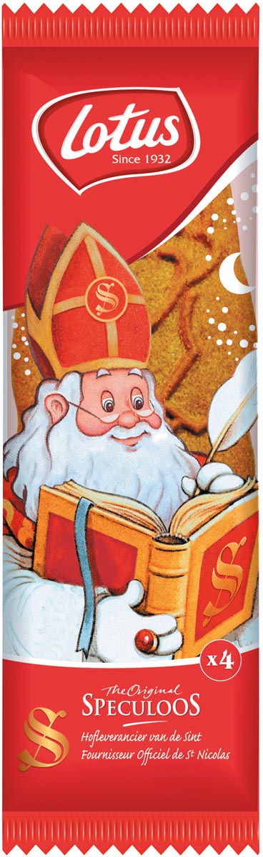 Lotus speculaaskoekjes, Sinterklaas, 14 cm, pakje van 4 Lotus speculaaskoekjes, Sinterklaas, 14 cm, pakje van 4