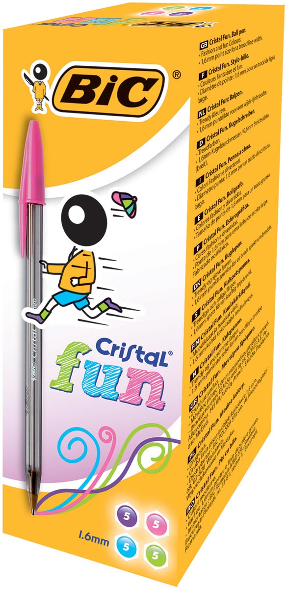 Bic Cristal balpen fashion kleuren doos met 20 stuks Bic Cristal balpen fashion kleuren doos met 20 stuks