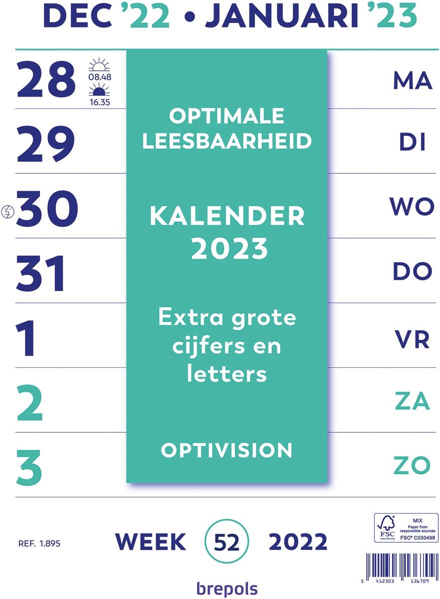 Brepols Optivision kalender Nederlandstalig, 2023 Brepols Optivision kalender Nederlandstalig, 2023